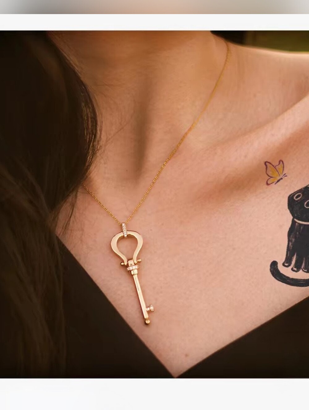 Black Cat With Butterfly Temporary Tattoo